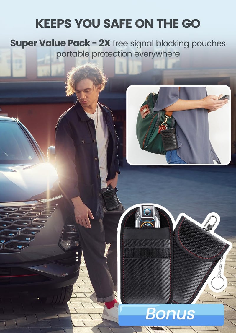 Samfolk Faraday Box with Faraday Bags for Car Keys, Car Key Signal Blocking Box, Keyless Entry Car Key Safe Protector Car Alarm Anti-Theft Shielding Cage - Image 3